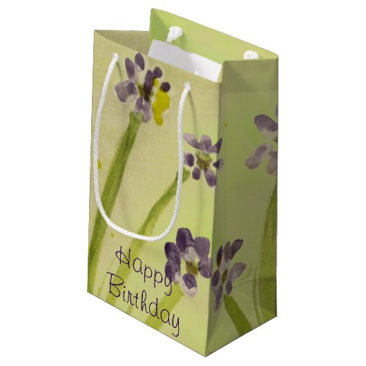 ライムグリーンと紫のフローラ スモールペーパーバッグ (裏面アングル)