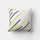 ライムグリーンと紫の対角線 クッション (正面)