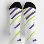 ライムグリーンと紫の対角線 ソックス (上部)