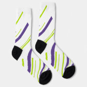ライムグリーンと紫の対角線 ソックス (右)