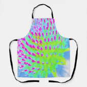 ライムグリーンと紫の抽象芸術円錐花 エプロン (正面)