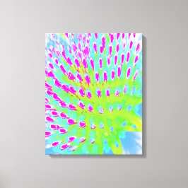 ライムグリーンと紫の抽象芸術円錐花 キャンバスプリント