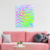 ライムグリーンと紫の抽象芸術円錐花 キャンバスプリント (インサイチュ (リビング))