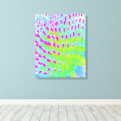 ライムグリーンと紫の抽象芸術円錐花 キャンバスプリント (インサイチュ (ウッドフロア))