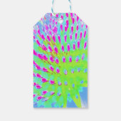 ライムグリーンと紫の抽象芸術円錐花 ギフトタグ (裏面)