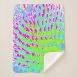 ライムグリーンと紫の抽象芸術円錐花 シェルパブランケット