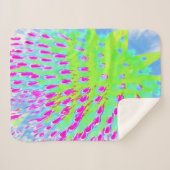 ライムグリーンと紫の抽象芸術円錐花 シェルパブランケット (正面(横))