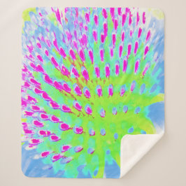 ライムグリーンと紫の抽象芸術円錐花 シェルパブランケット