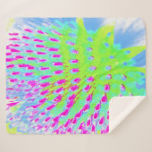 ライムグリーンと紫の抽象芸術円錐花 シェルパブランケット (正面(横))