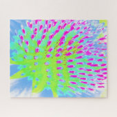 ライムグリーンと紫の抽象芸術円錐花 ジグソーパズル (横)
