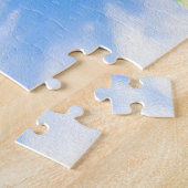 ライムグリーンと紫の抽象芸術円錐花 ジグソーパズル (側面)