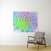 ライムグリーンと紫の抽象芸術円錐花 タペストリー (インサイチュ(横))