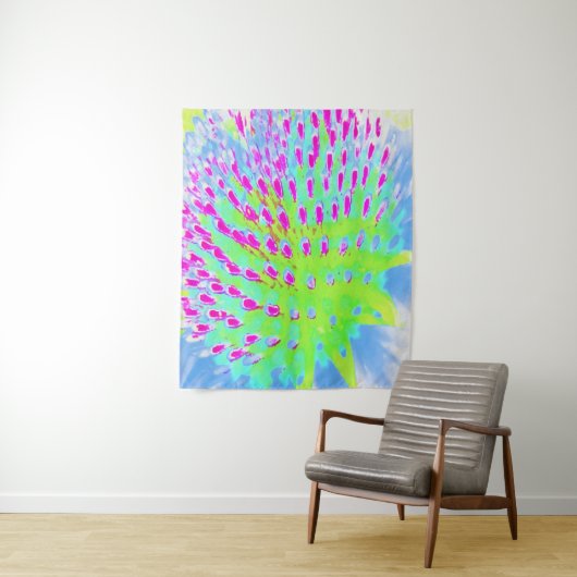 ライムグリーンと紫の抽象芸術円錐花 タペストリー (インサイチュ)