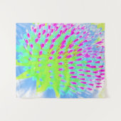 ライムグリーンと紫の抽象芸術円錐花 タペストリー (正面(横))