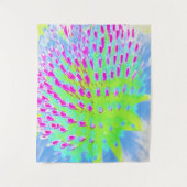 ライムグリーンと紫の抽象芸術円錐花 タペストリー (正面)