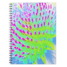 ライムグリーンと紫の抽象芸術円錐花 ノートブック