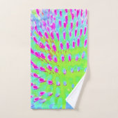 ライムグリーンと紫の抽象芸術円錐花 バスタオルセット (ハンドタオル)