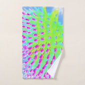 ライムグリーンと紫の抽象芸術円錐花 バスタオルセット (ハンドタオル)