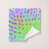 ライムグリーンと紫の抽象芸術円錐花 バスタオルセット (ウォッシュタオル)