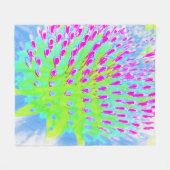 ライムグリーンと紫の抽象芸術円錐花 フリースブランケット (正面(横))