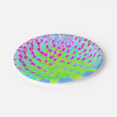 ライムグリーンと紫の抽象芸術円錐花 ペーパープレート (アングル)