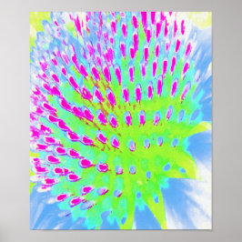 ライムグリーンと紫の抽象芸術円錐花 ポスター