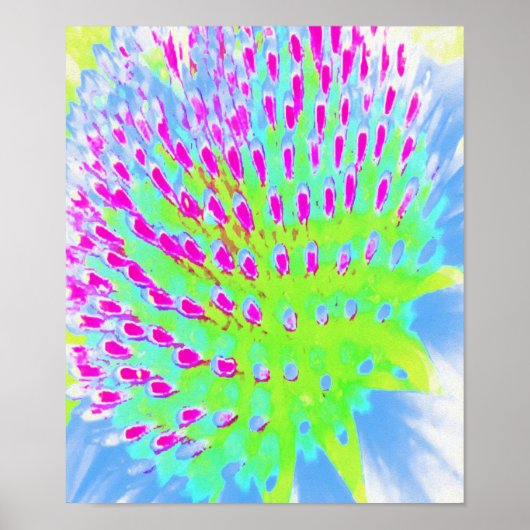 ライムグリーンと紫の抽象芸術円錐花 ポスター (正面)