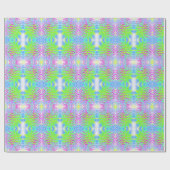 ライムグリーンと紫の抽象芸術円錐花 ラッピングペーパー (フラット)