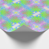 ライムグリーンと紫の抽象芸術円錐花 ラッピングペーパー (角)