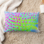 ライムグリーンと紫の抽象芸術円錐花 ランバークッション (ブランケット)