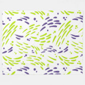 ライムグリーンと紫の流れ フリースブランケット (正面(横))