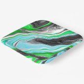 ライムグリーンと青の大理石のような渦巻き ペーパープレート (傾斜あり)