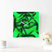 ライムグリーンと黒い波紋に影が付いているか？ スクエア壁時計 (ホーム)
