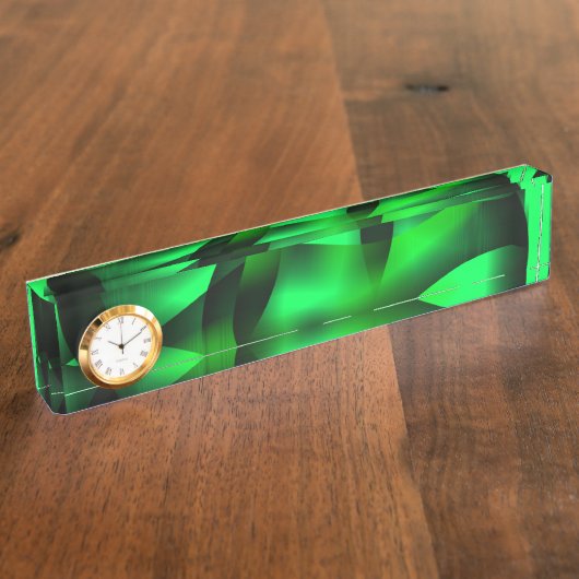 ライムグリーンと黒い波紋に影が付いているか？ デスクネームプレート (側面)