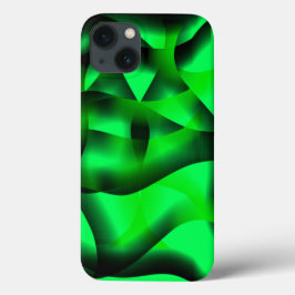 ライムグリーンと黒のカーリングと影は？ iPhone 13ケース