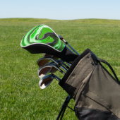 ライムグリーンと黒の大理石のような渦巻き流体アート ゴルフヘッドカバー (インサイチュ)