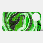ライムグリーンと黒の大理石のような渦巻き流体アート Case-Mate iPhoneケース (裏面 (横))