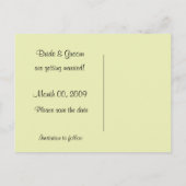 ライムグリーンと黒の日付を保存フォトポストカード 案内ポストカード (裏面)