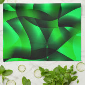 ライムグリーンと黒の起伏と影で？ キッチンタオル (折り畳み)