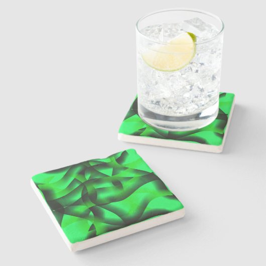 ライムグリーンと黒の起伏と影で？ ストーンコースター (横)