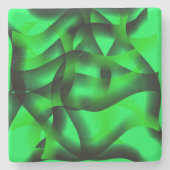 ライムグリーンと黒の起伏と影で？ ストーンコースター (正面)