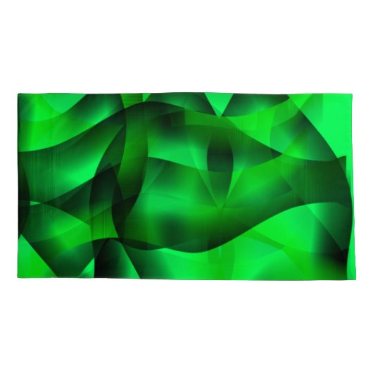 ライムグリーンと黒の起伏と影で? 枕カバー (裏面-左)