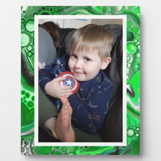 ライムグリーンと黒フェイク大理石フォトプラーク フォトプラーク (正面)