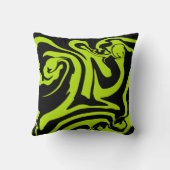 ライムグリーンと黒レトロ大理石旋回 クッション (裏面)