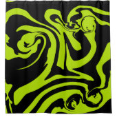 ライムグリーンと黒レトロ大理石旋回 シャワーカーテン (正面)