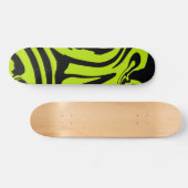 ライムグリーンと黒レトロ大理石旋回 スケートボード (横)
