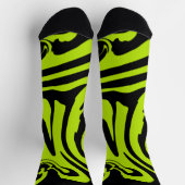 ライムグリーンと黒レトロ大理石旋回 ソックス (上部)