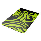 ライムグリーンと黒レトロ大理石旋回 バスマット (アングル)