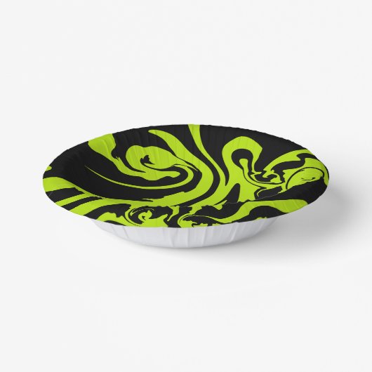 ライムグリーンと黒レトロ大理石旋回 ペーパーボウル (傾斜あり)