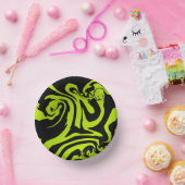 ライムグリーンと黒レトロ大理石旋回 ペーパーボウル (パーティー)